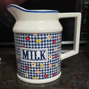 Enesco Blue and White Milk Jug with Floral Pattern